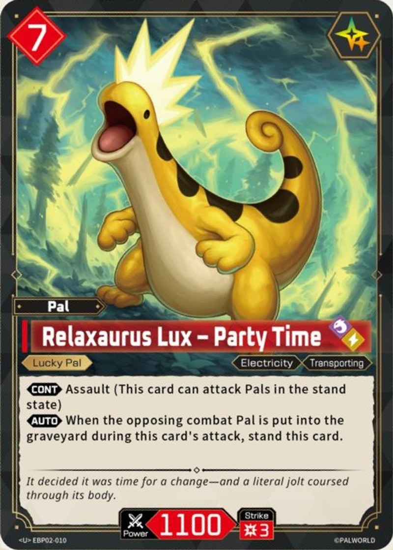 Relaxaurus Lux – Party Time Palworld TCG card