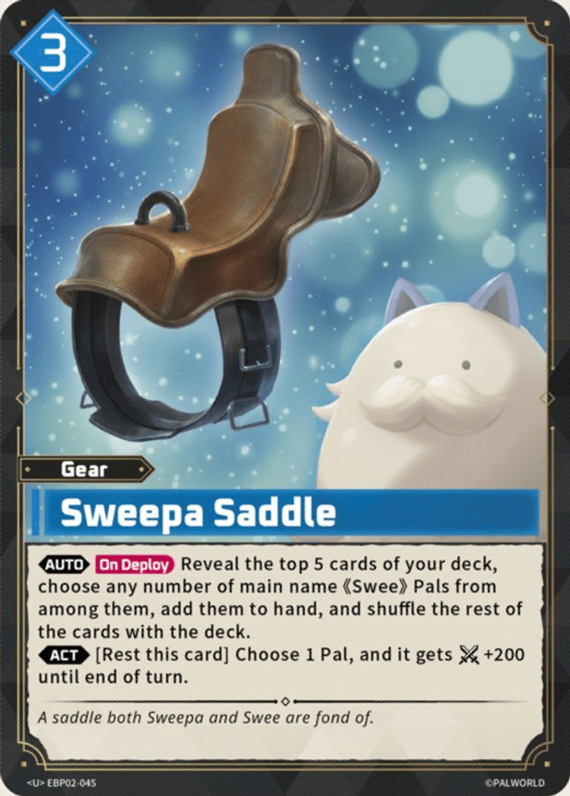 Sweepa Saddle Palworld TCG card
