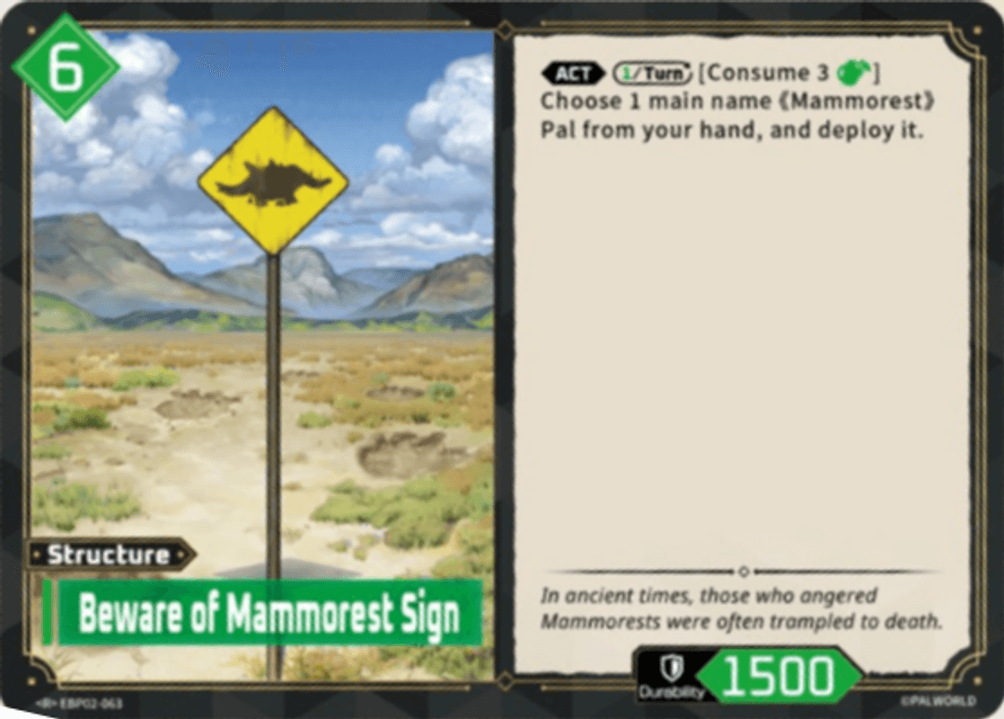 Beware of Mammorest Sign Palworld TCG card