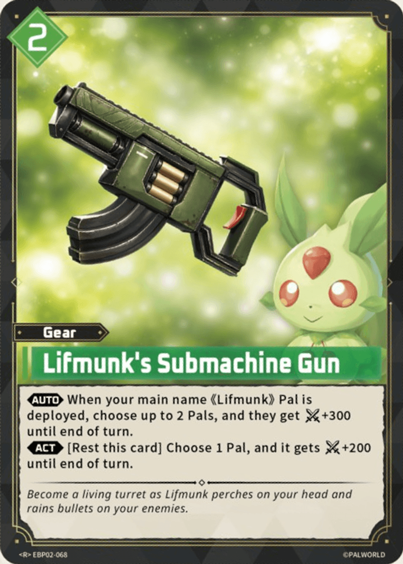 Lifmunk's Submachine Gun Palworld TCG card