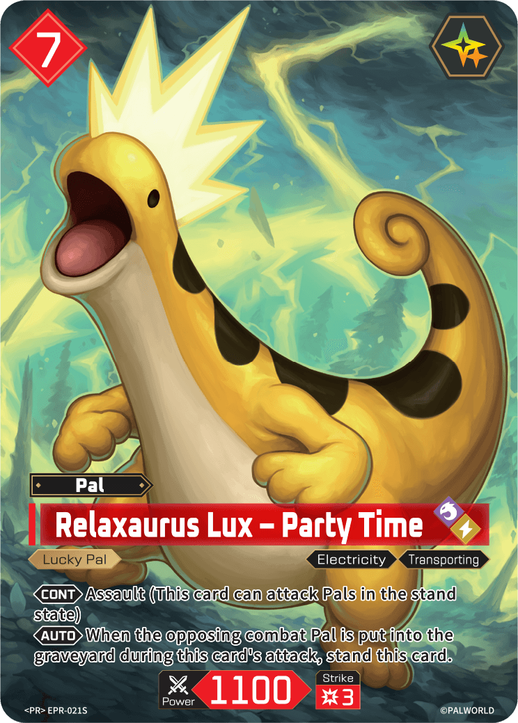 Relaxaurus Lux – Party Time Palworld TCG card