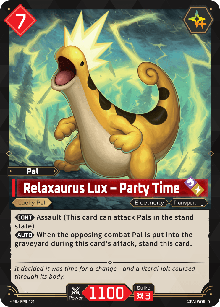 Relaxaurus Lux – Party Time Palworld TCG card
